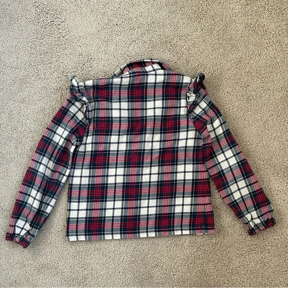 Vineyard Vines Girls Plaid Shirt with Ruffle Details, S - Picture 2 of 3